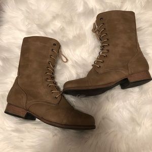 Modcloth Tan Lace-Up Boots